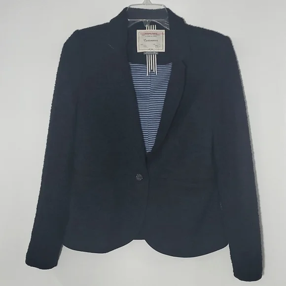 Anthropologie Cartonnier Blazer 4 Shoulder Pads Blue Black - Picture 1 of 12